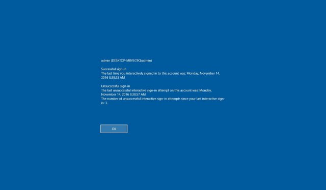 Как отображать информацию о последнем входе в систему на экране входа Windows 10