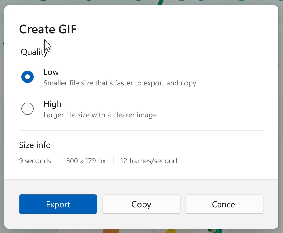 GIF экспорт в Snipping Tool