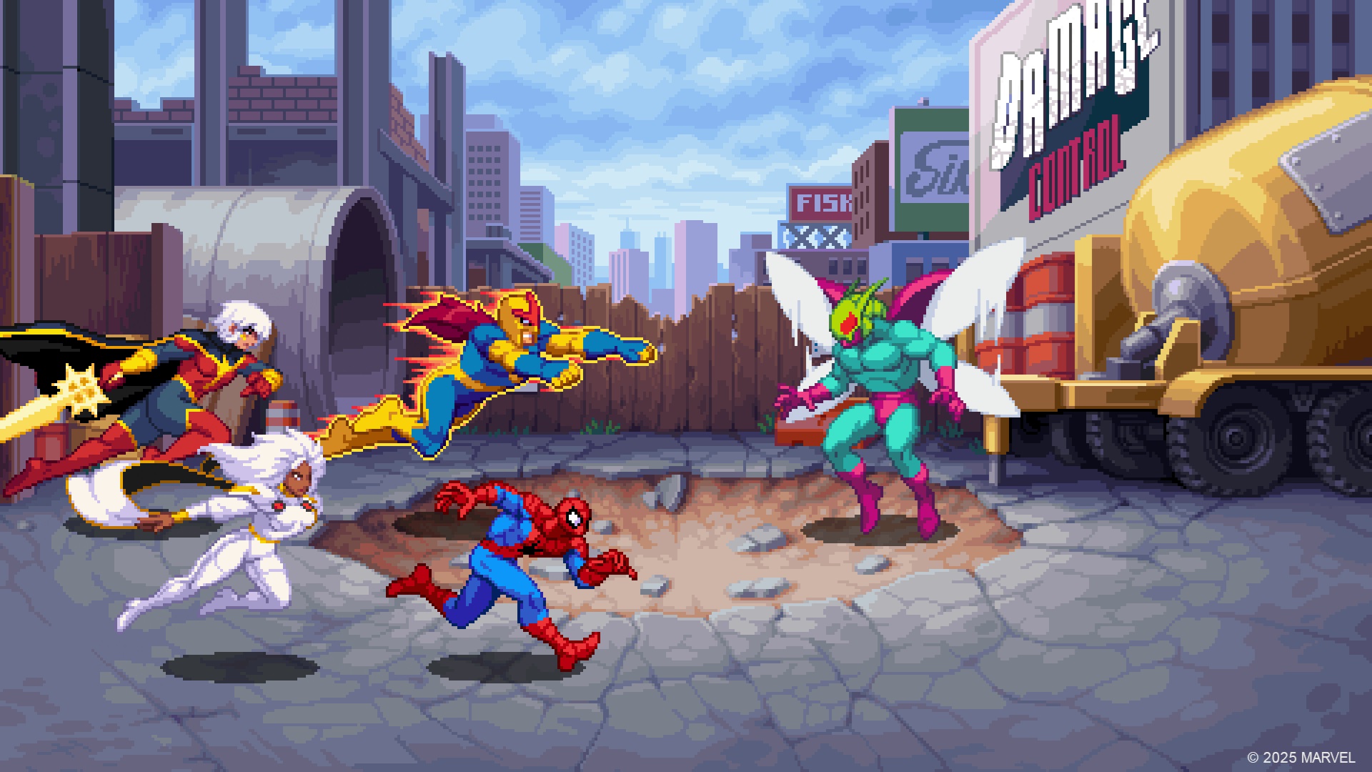 Четыре героя атакуют злодея в Marvel Cosmic Invasion