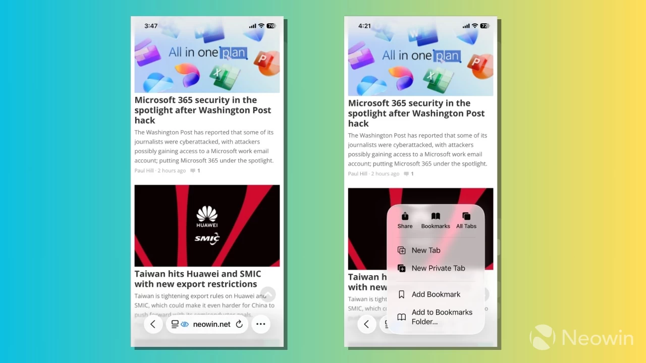 Компактный макет iOS 26 Safari