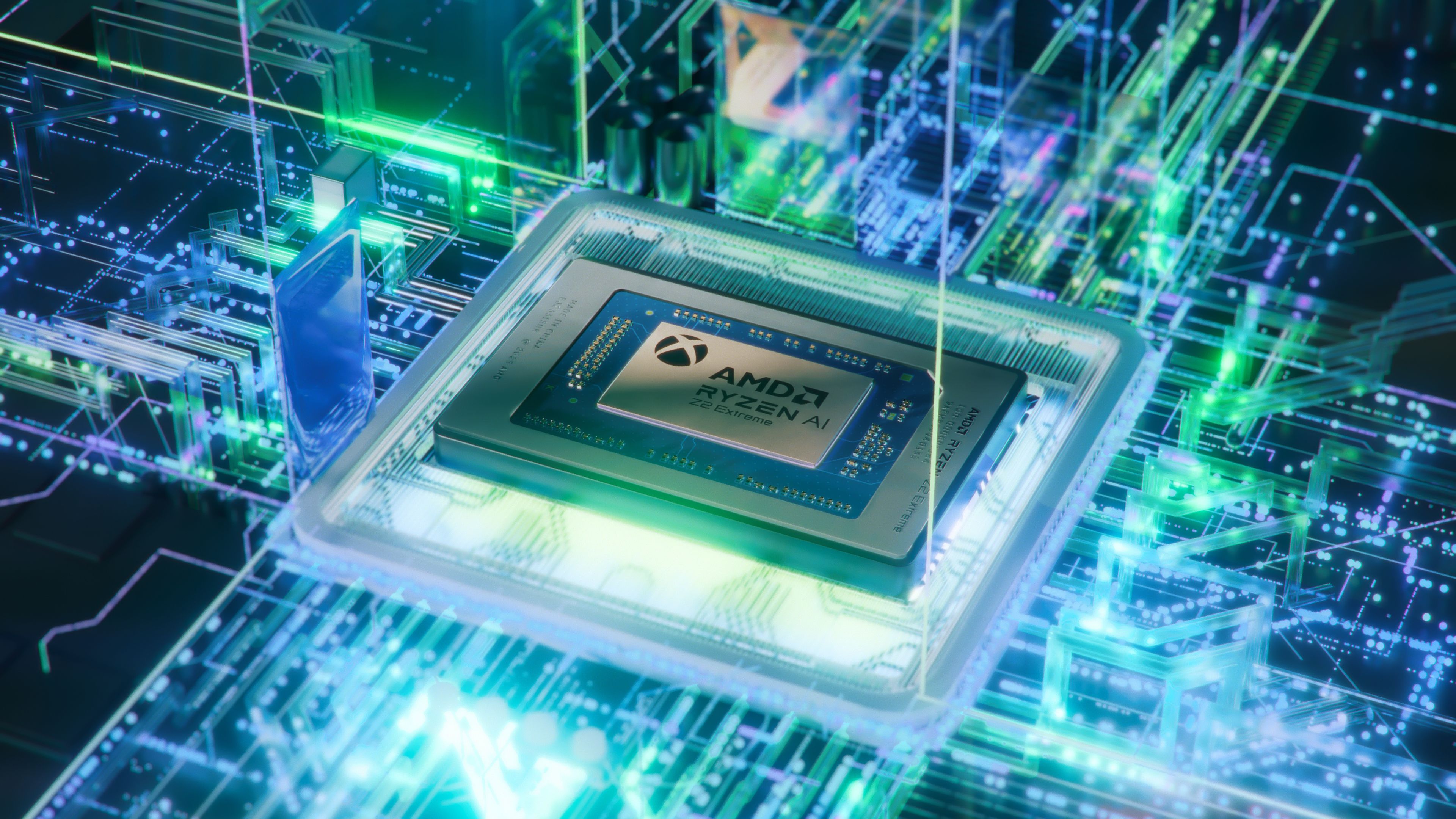 AMD Ryzen AI processor render with Xbox logo