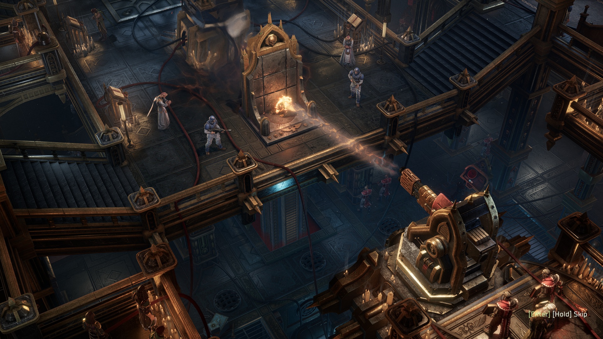 Кадр из игры: игрок казнит преступника в Warhammer 40,000: Rogue Trader