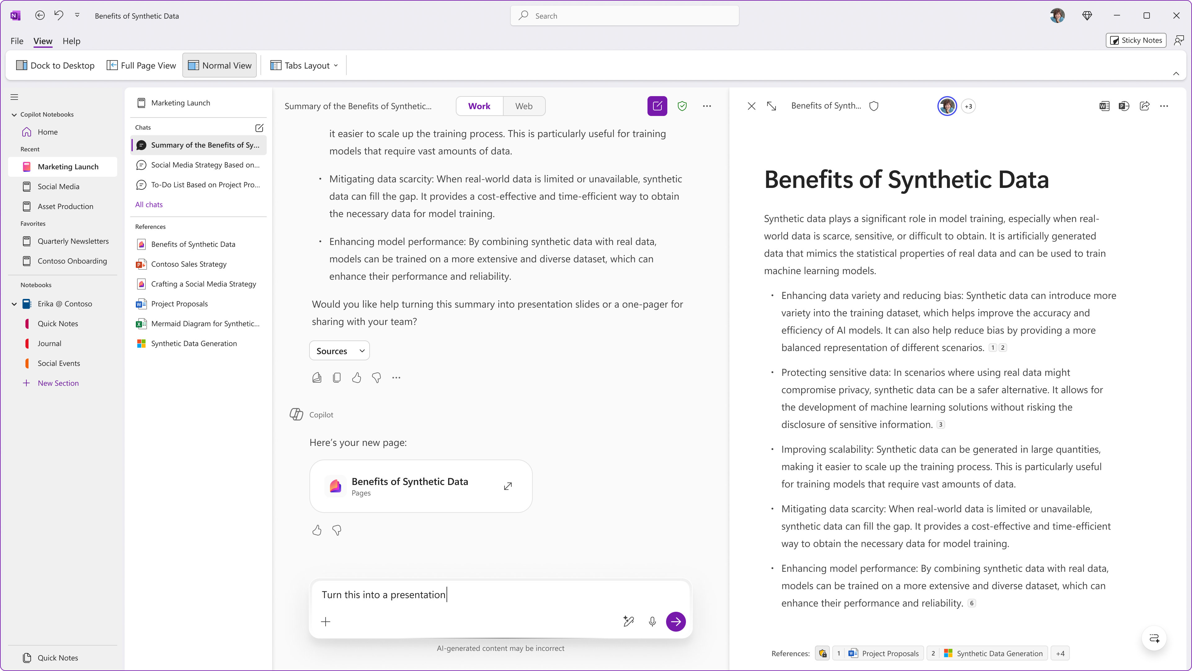 Copilot Notebooks in OneNote