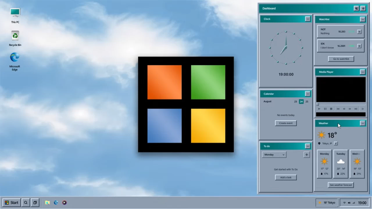 Скриншоты виджетов на рабочем столе в Windows Classic Remastered.