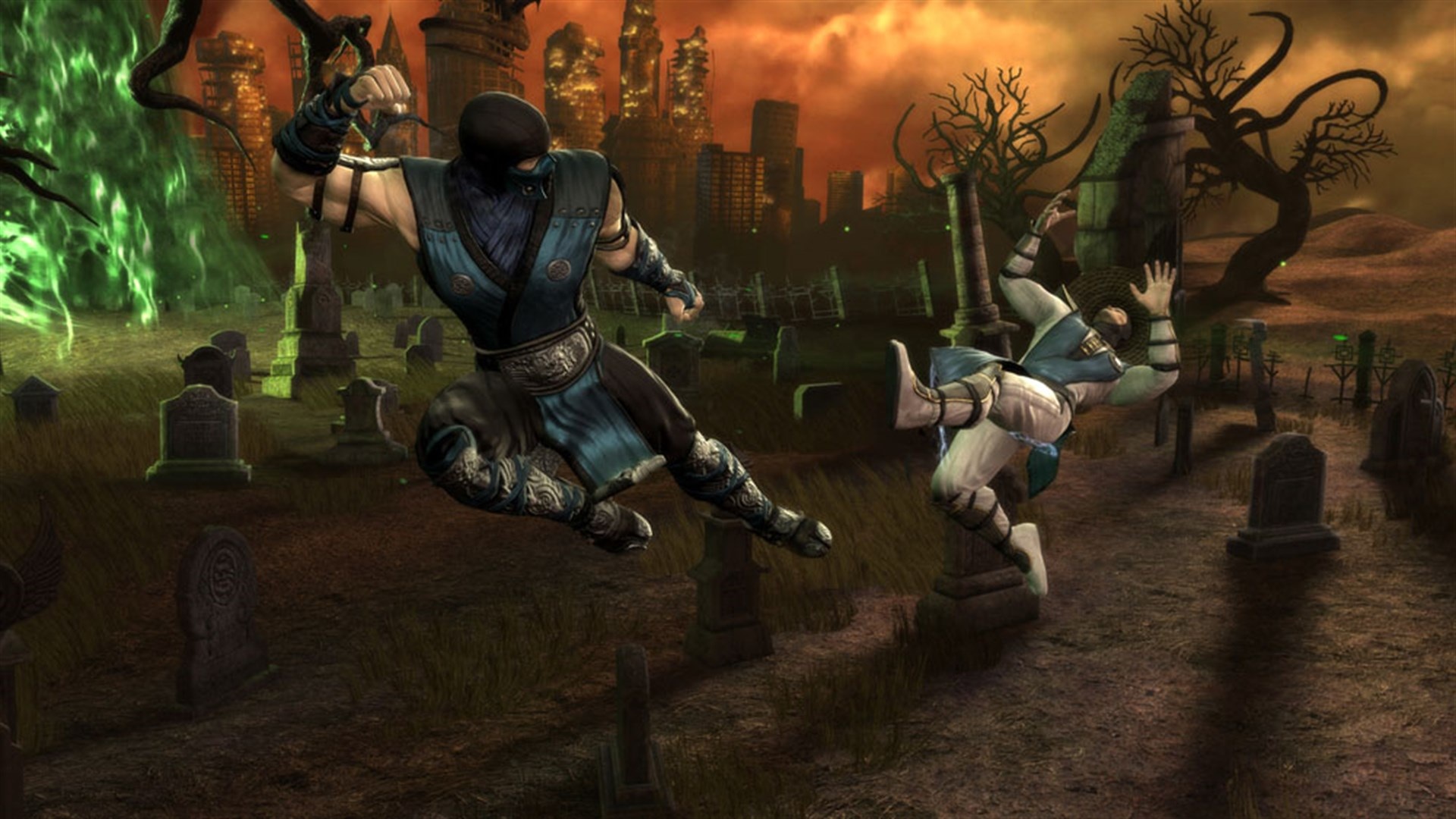 Sub-Zero and Raiden fighting in Mortal Kombat (2011)