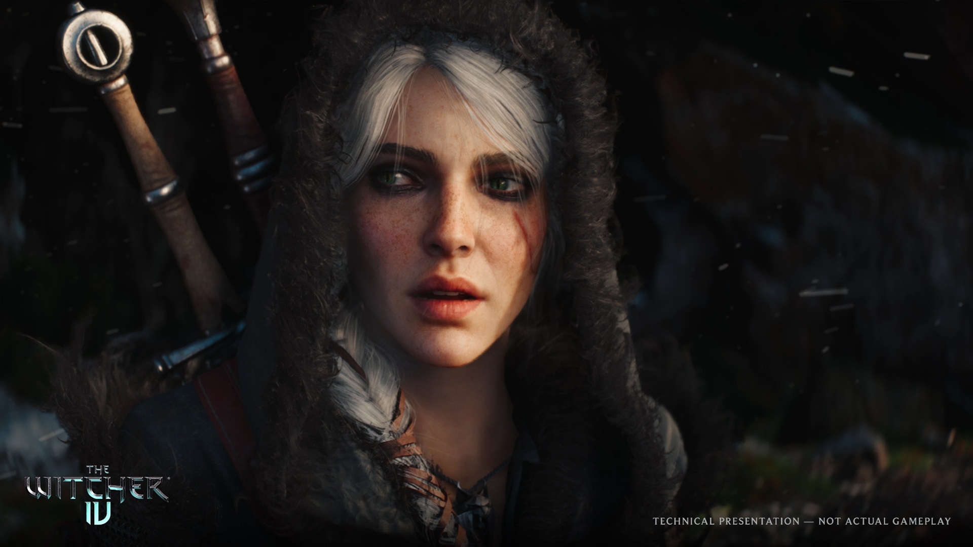 Крупный план Цири в тех. демке The Witcher 4