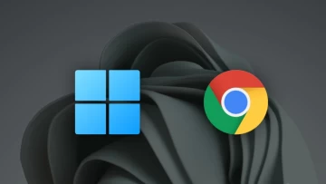 A Windows 11 logo next to a Chrome logo
