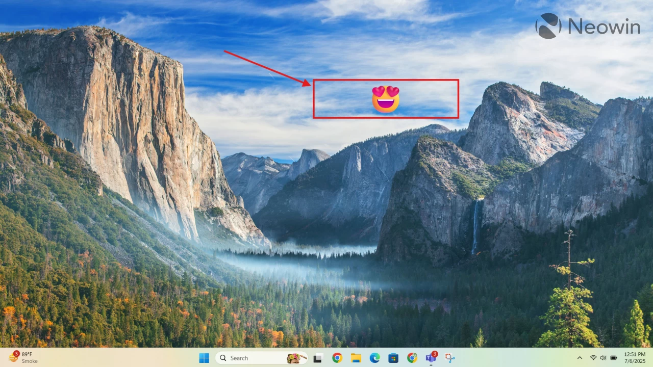 Результат работы Snipping Tool в Windows 11 со стрелкой, указывающей на поле с эмодзи в виде сердечек