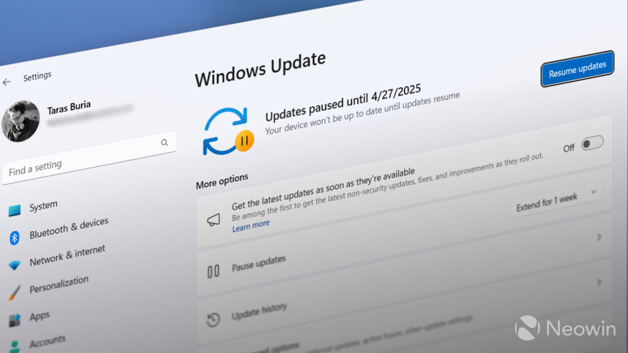 Paused Windows Update