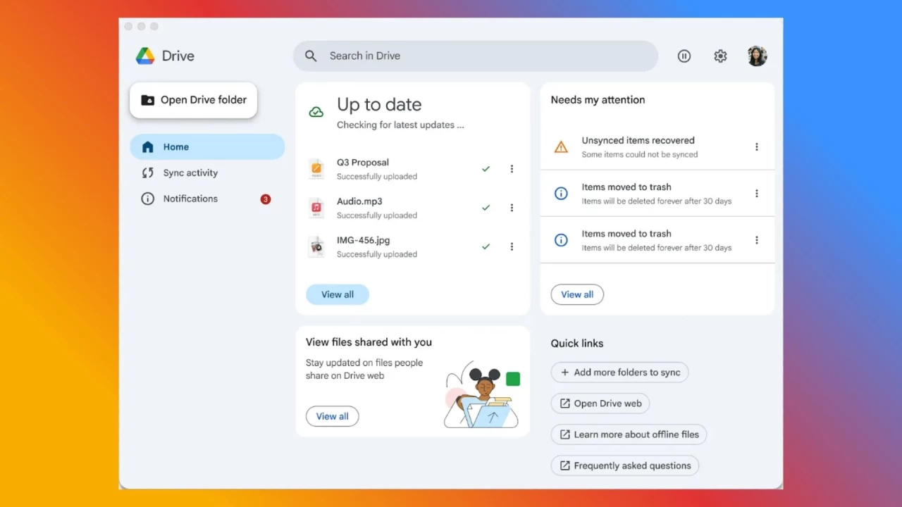 Google Drive for desktop new interface