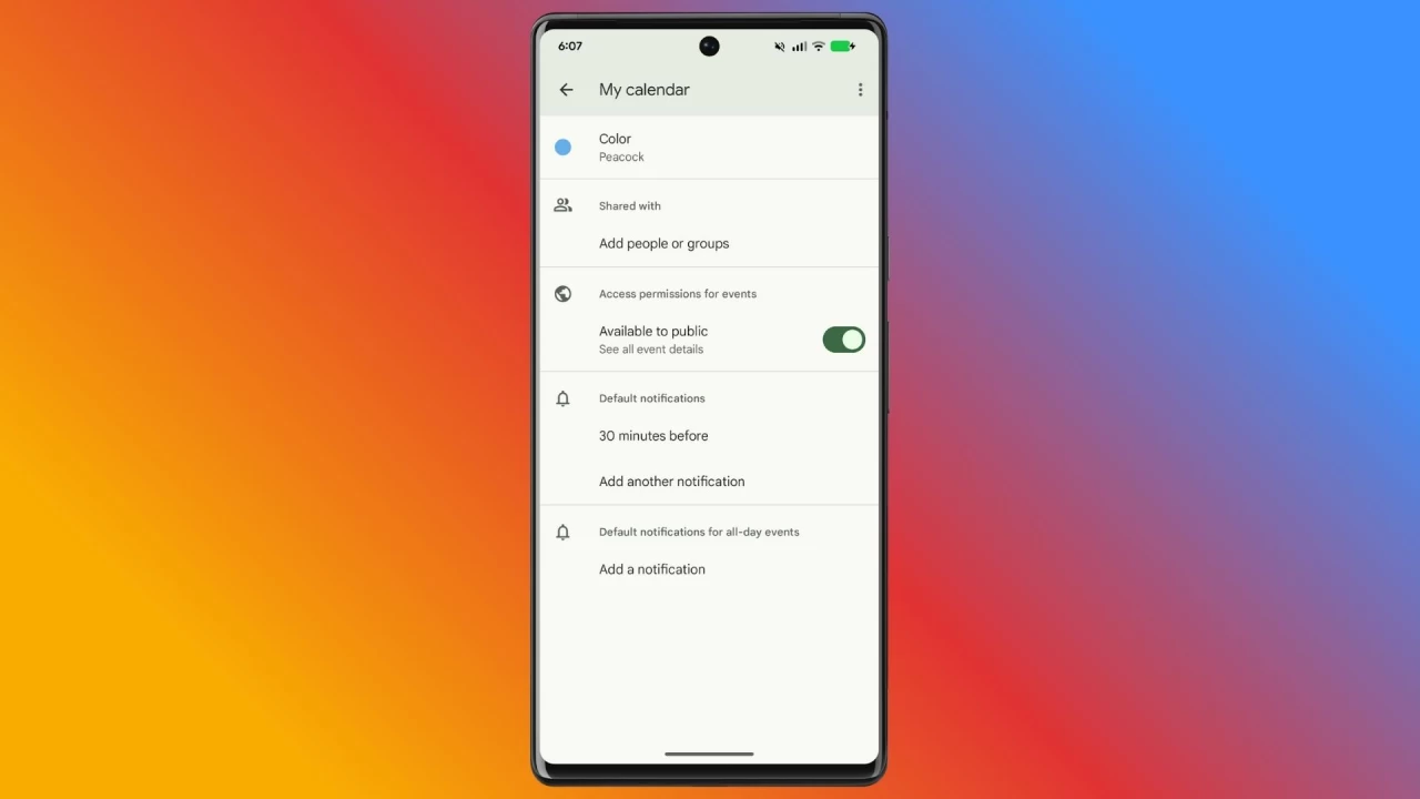 Google Calendar Sharing on Android