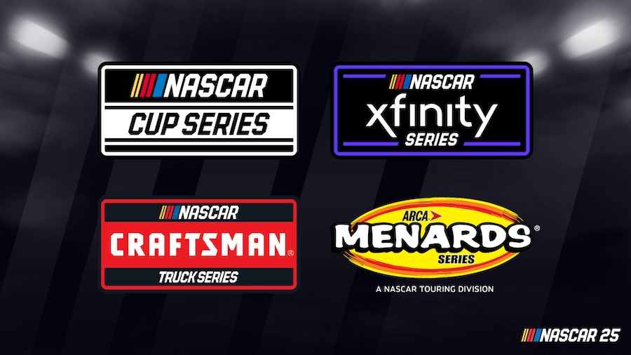 Логотипы всех четырех гоночных серий, представленных в NASCAR 25.