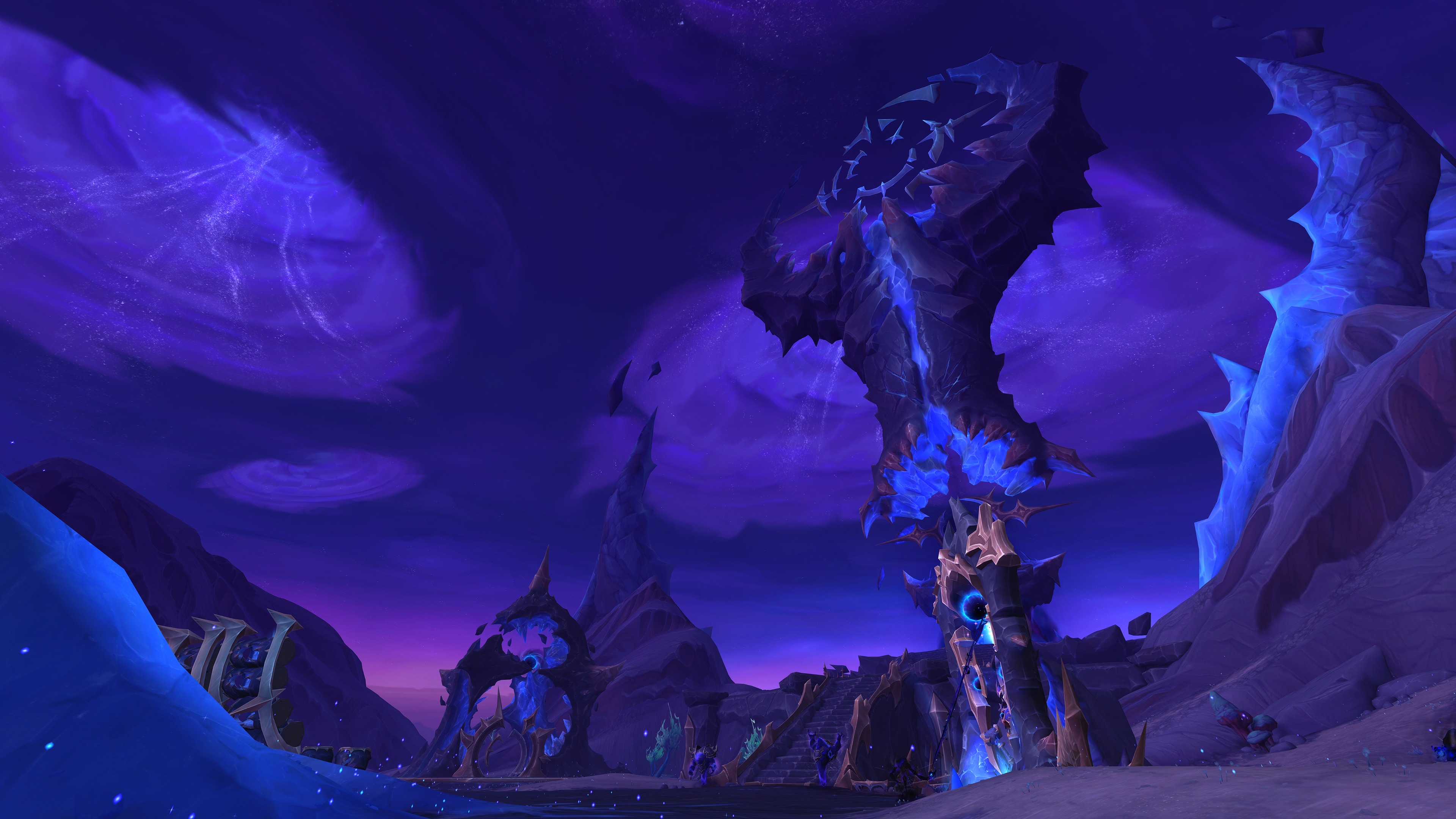 Рекламный скриншот земли, испорченной Бездной, в World of Warcraft: Midnight