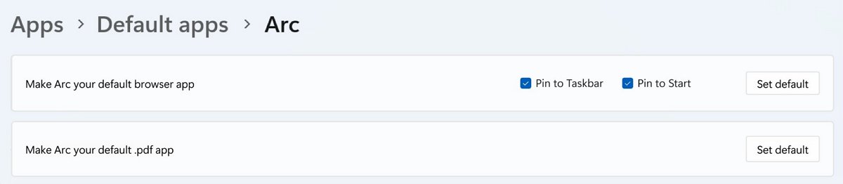 Windows default app settings