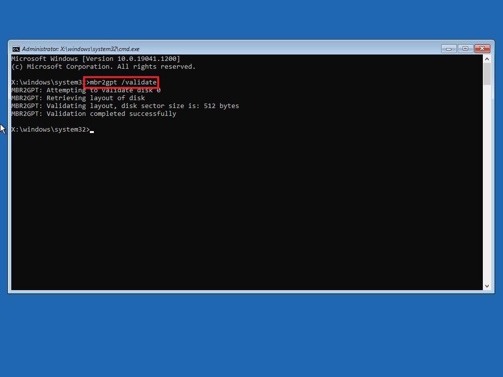 mbr2gpt validate command