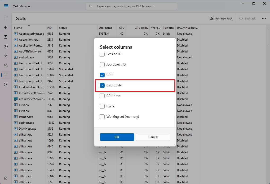 Task Manager CPU utility
