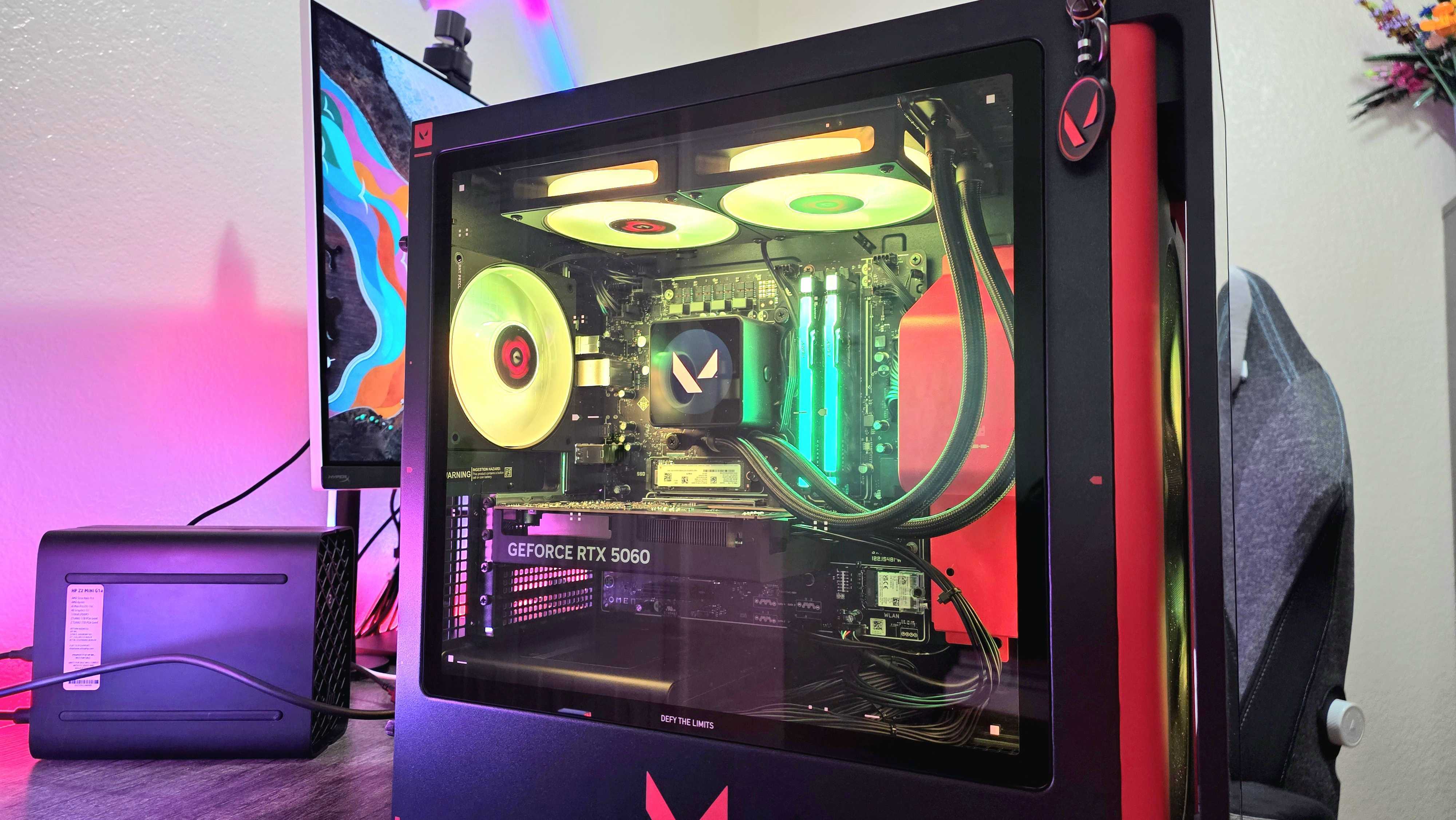 Image of the HP OMEN 35L VALORANT Limited Edition pre-built desktop gaming PC.