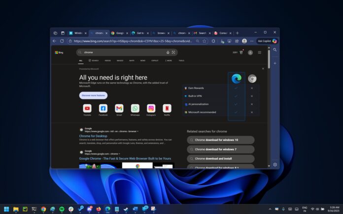 Изображение к статье: Microsoft против Google: битва браузеров разгорается прямо в вашей Windows 11 - Microsoft на MSReview.net