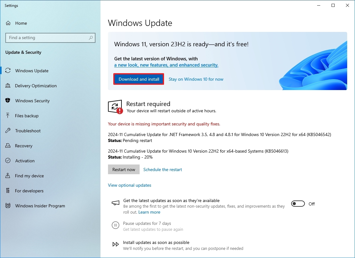 Уведомление об обновлении до Windows 11