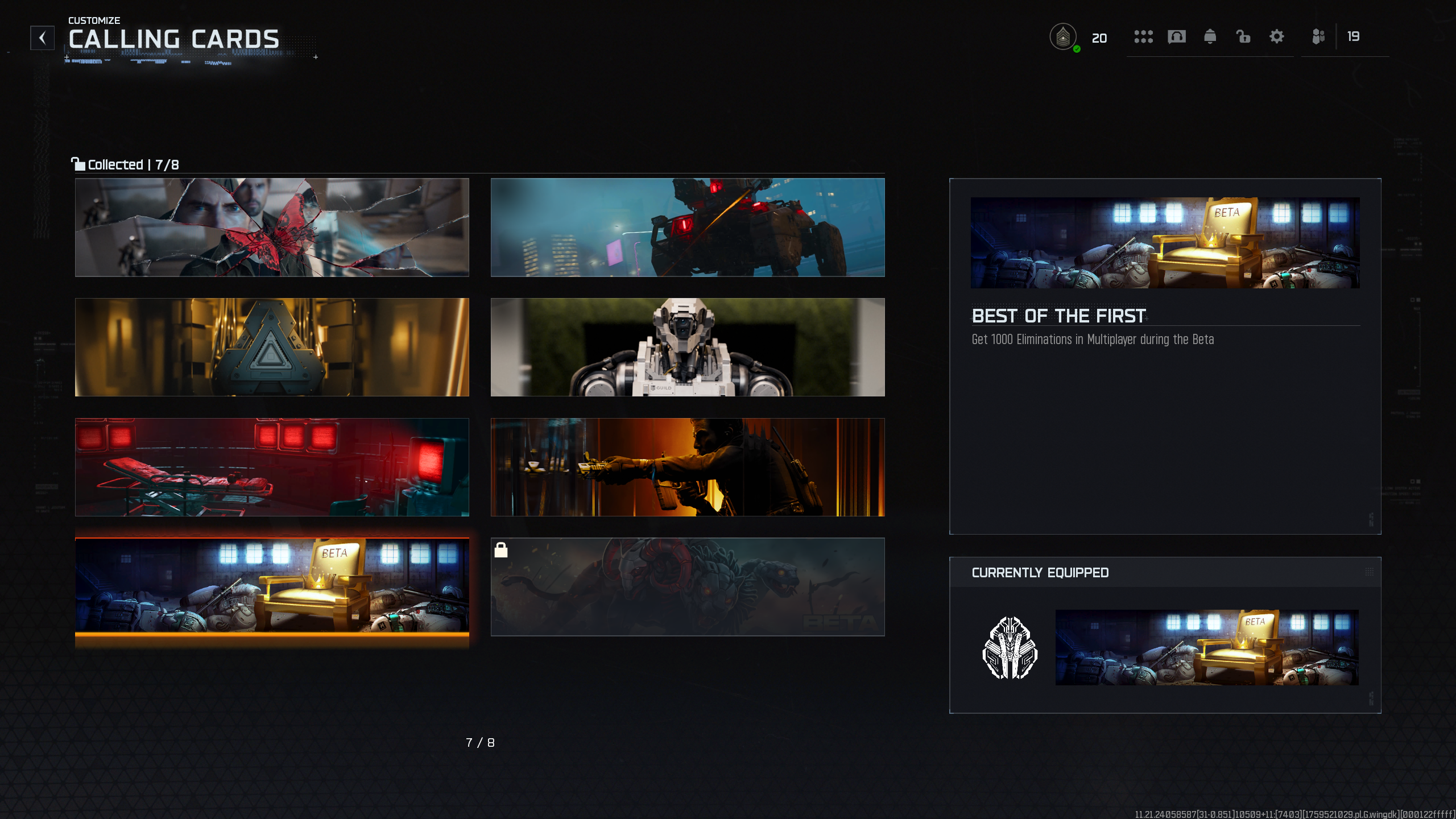 Карточка Best of the First Dark Ops Calling Card в бета-версии Black Ops 7.