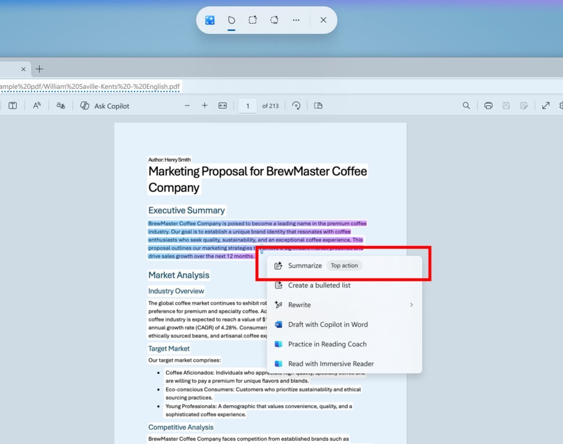 Click to Do menu tags