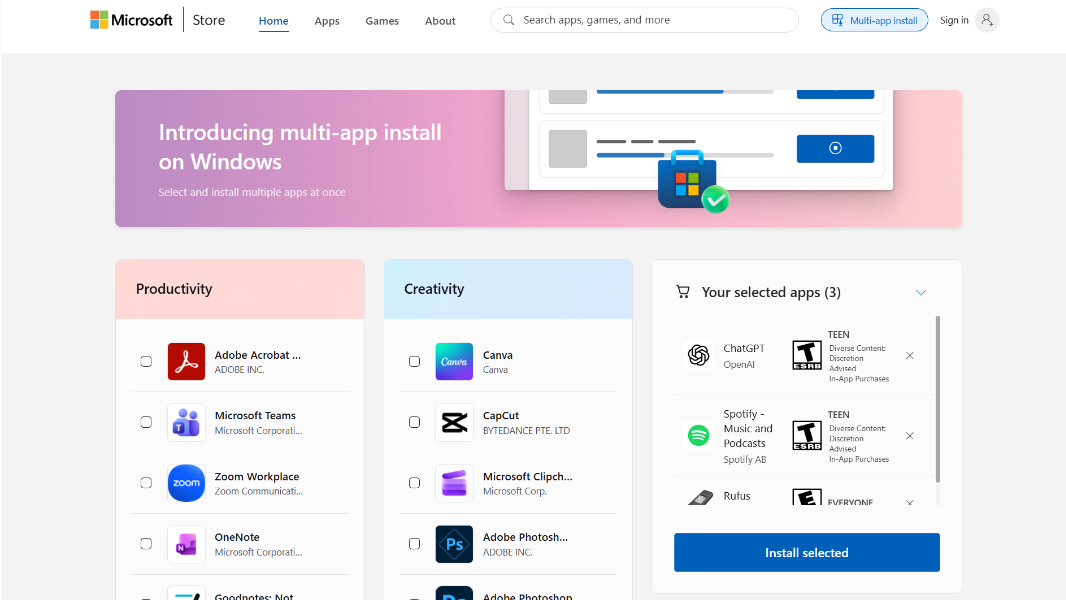 Изображение к статье: Интернет-магазин Microsoft Store добавляет возможность установки нескольких приложений - Windows_11 на MSReview.net