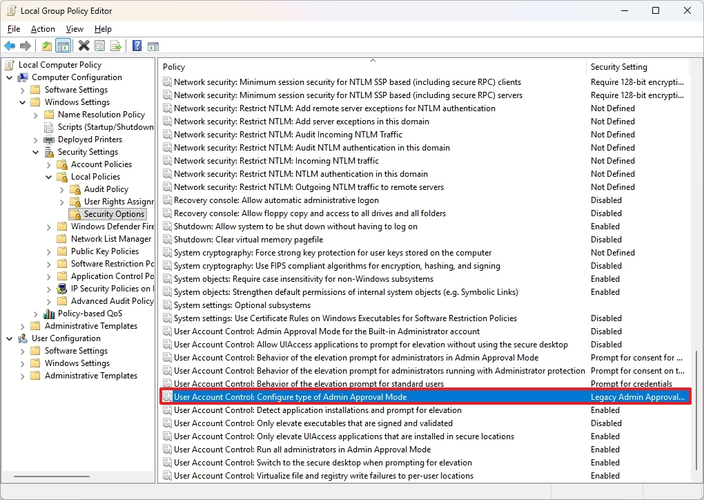 Windows 11 Security Options