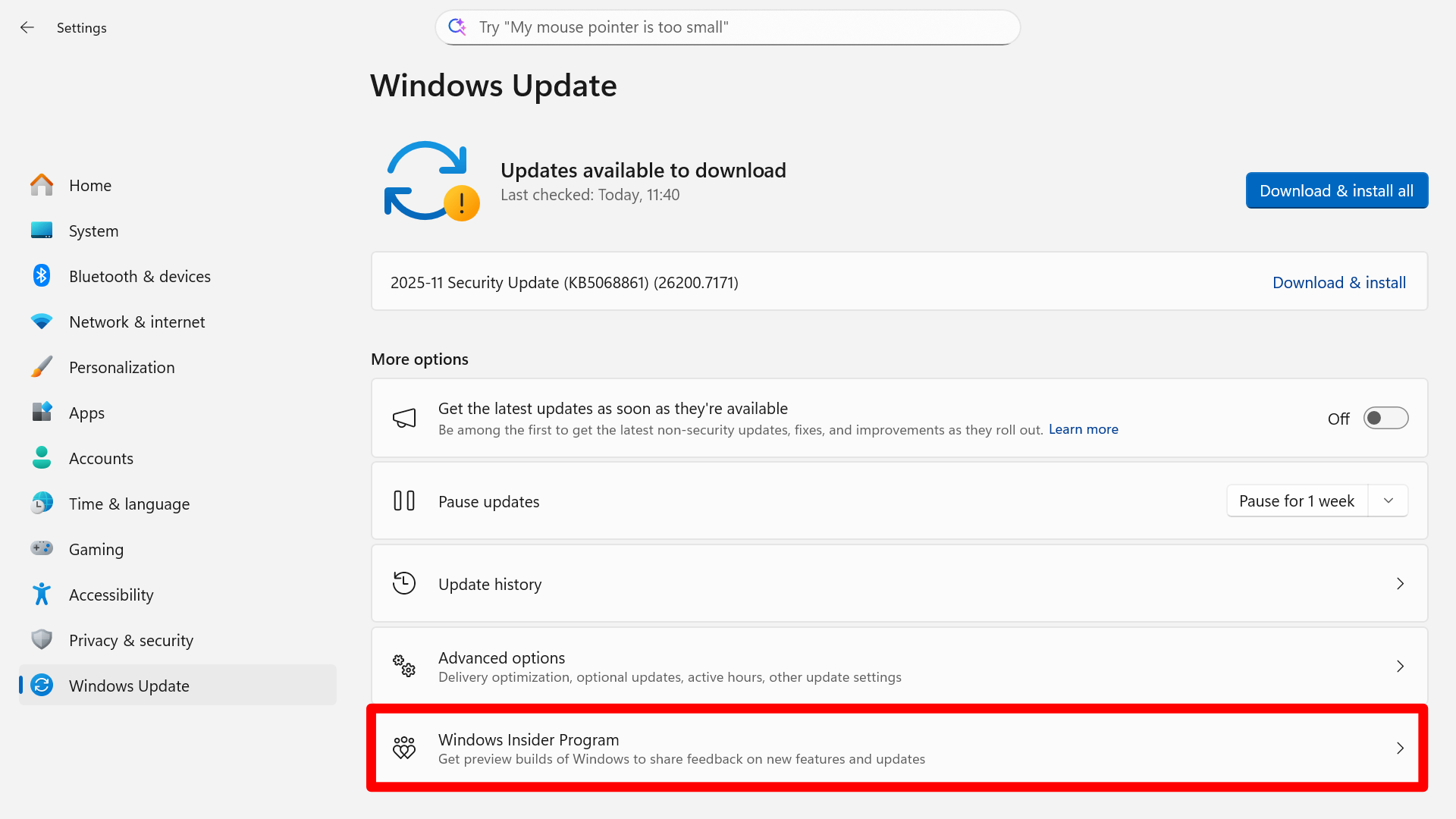 Windows 11 settings