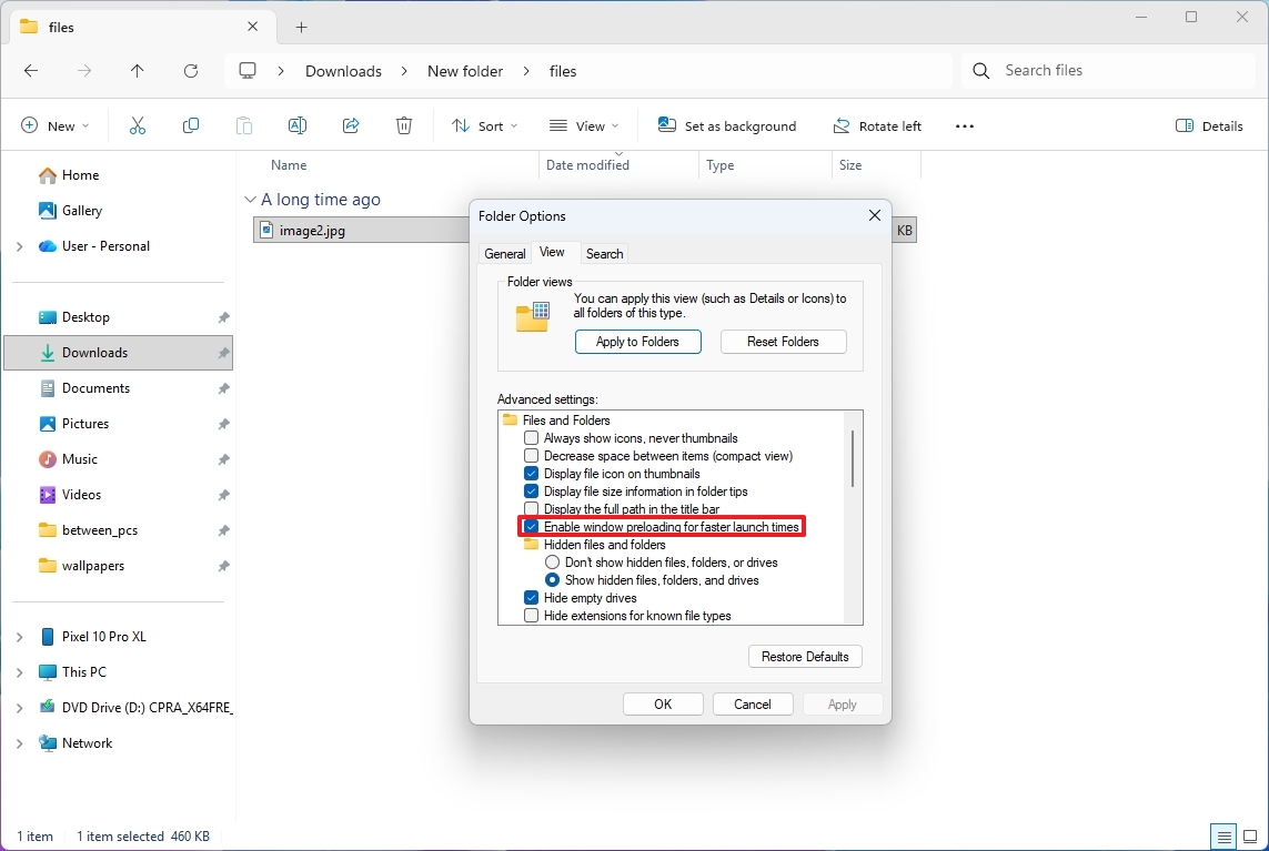 File Explorer preload app new feature