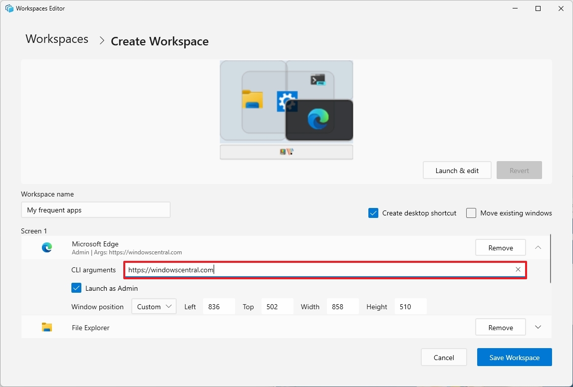 Change app settings in Workspace