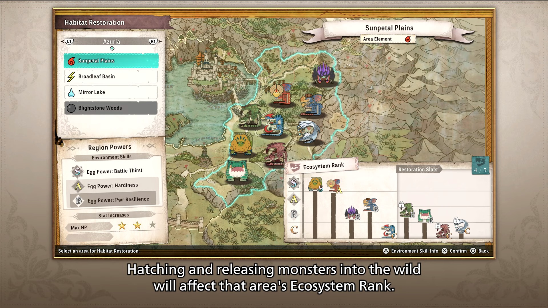 Screenshot of Monster Hunter Stories 3: Twisted Reflection's Habitat Restoration System