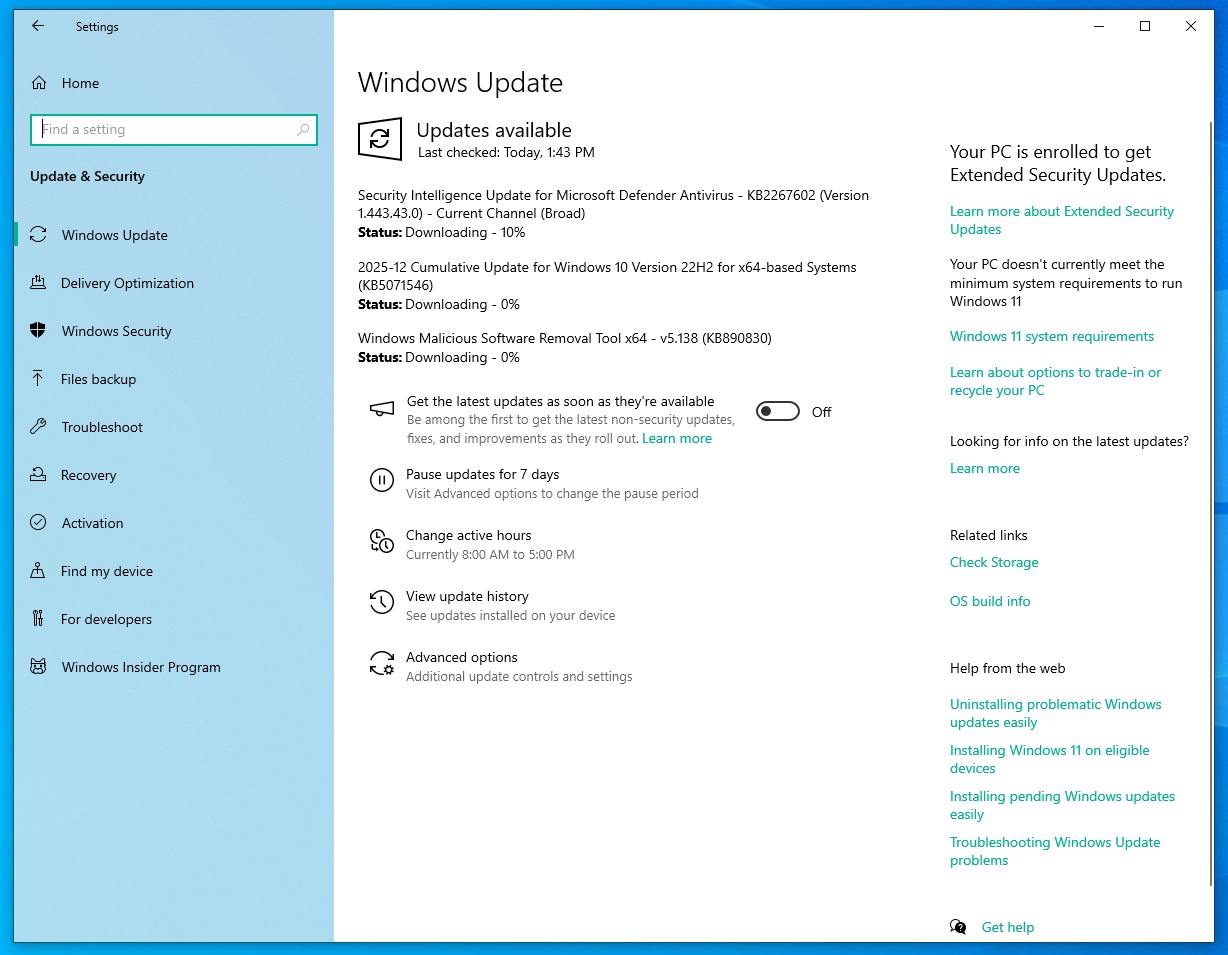 Изображение к статье: Windows 10 получила декабрьское обновление KB5071546: фокус на безопасности и исправления PowerShell - Windows 10 на MSReview.net