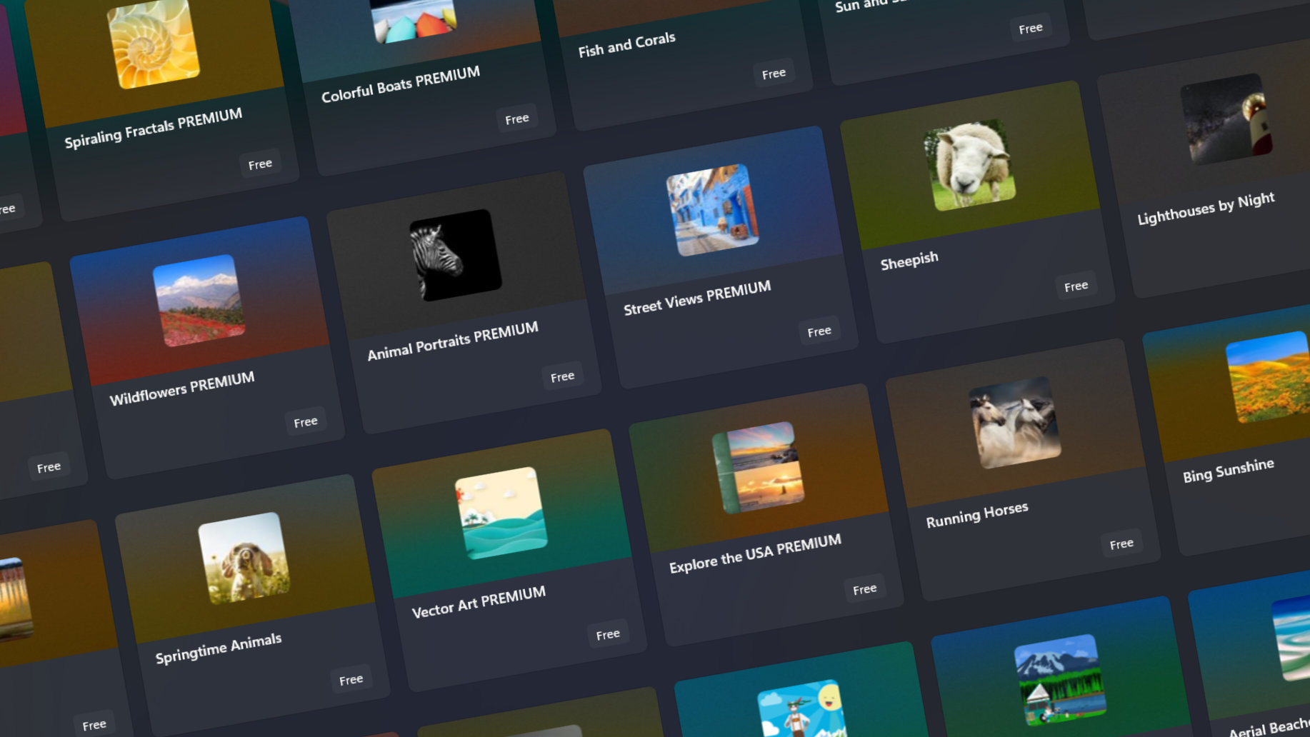 Раздел с темами в Microsoft Store на Windows 11
