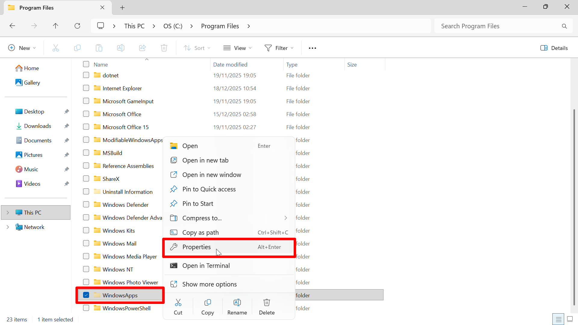 Пошаговое руководство по доступу к папкам WindowsApps