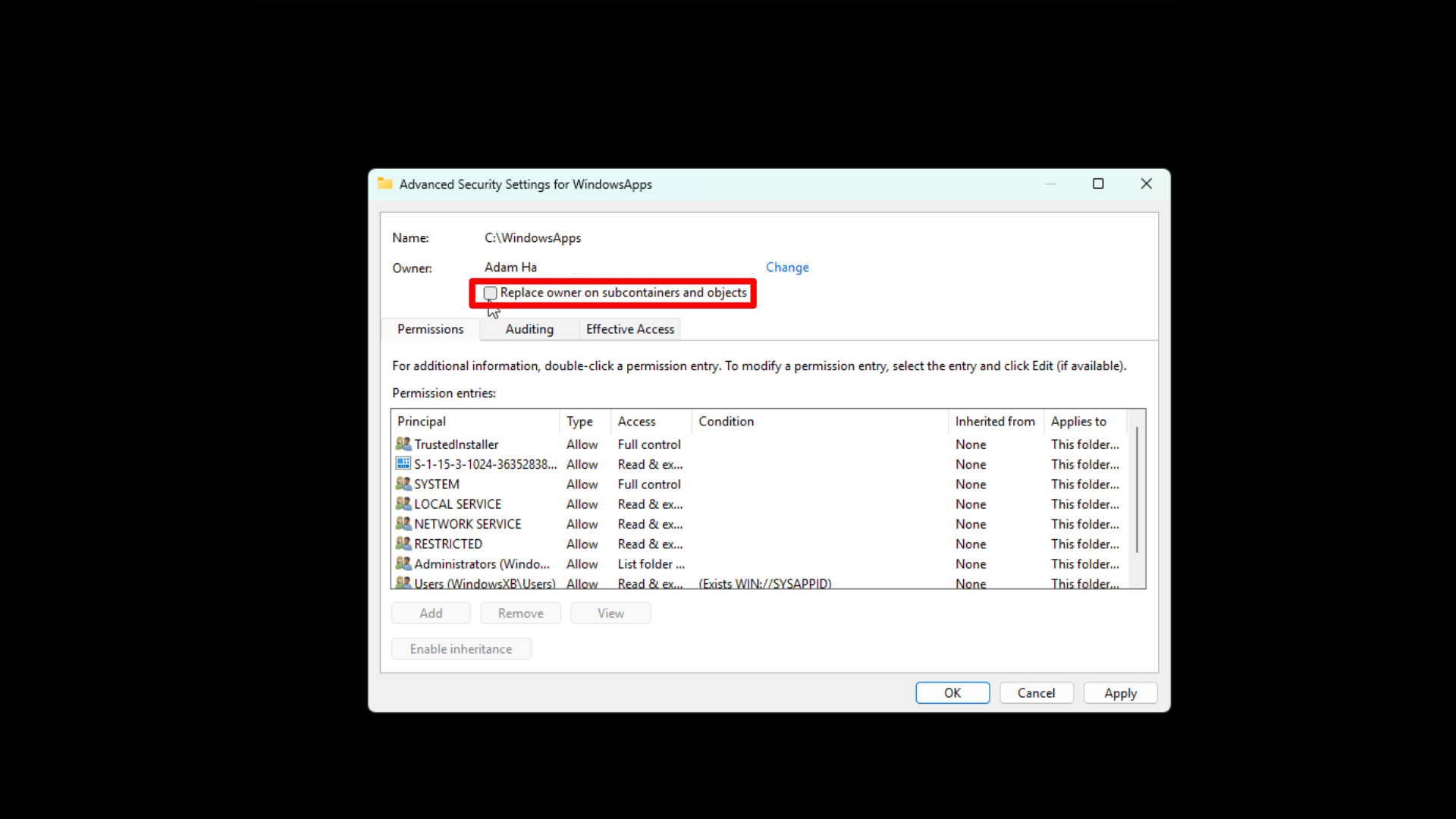 Пошаговое руководство по доступу к папкам WindowsApps