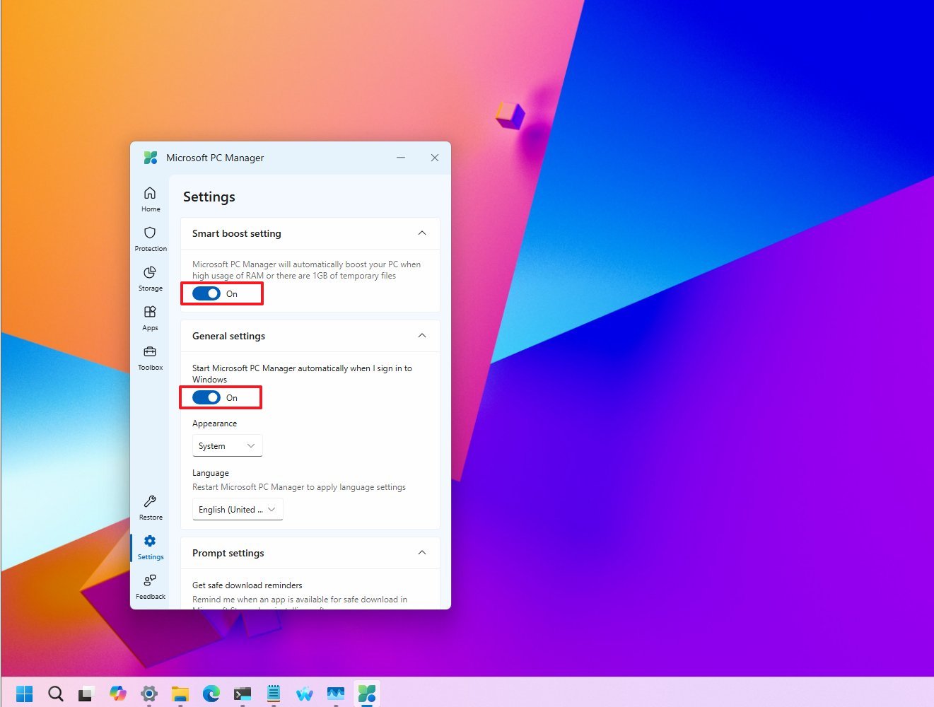 Start boost setting