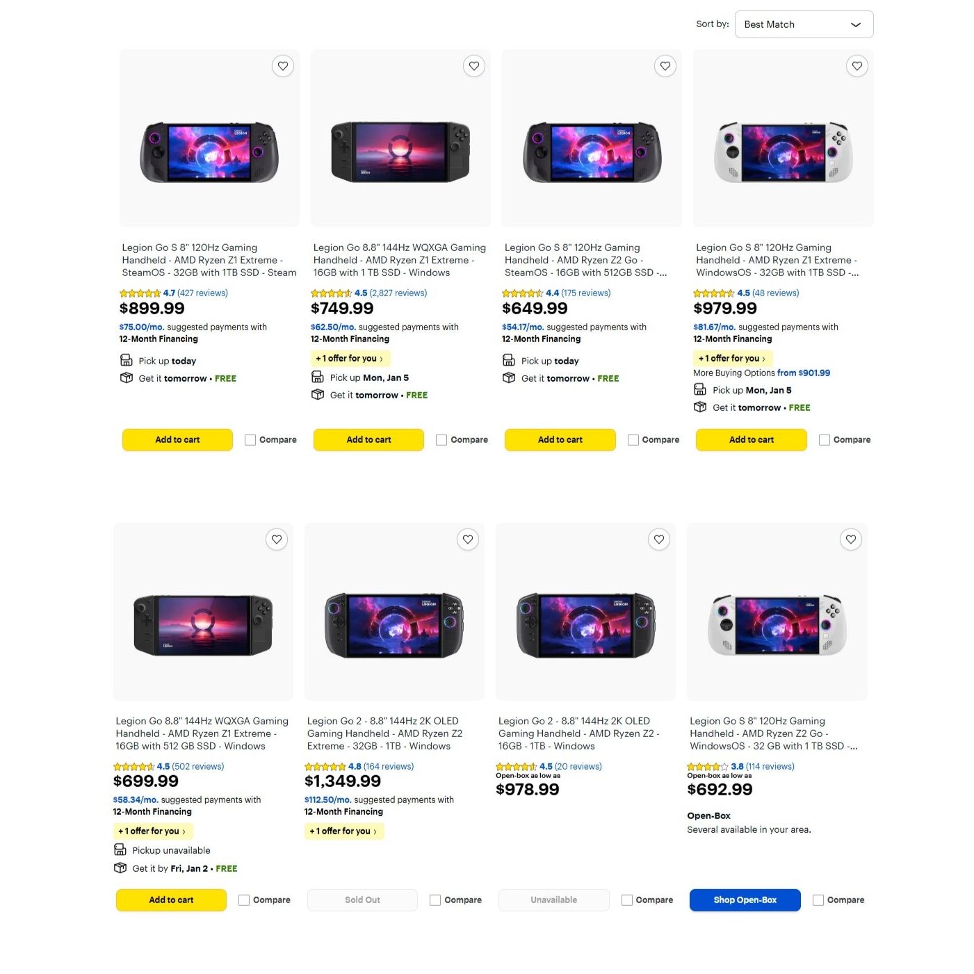 Lenovo Legion Go variants