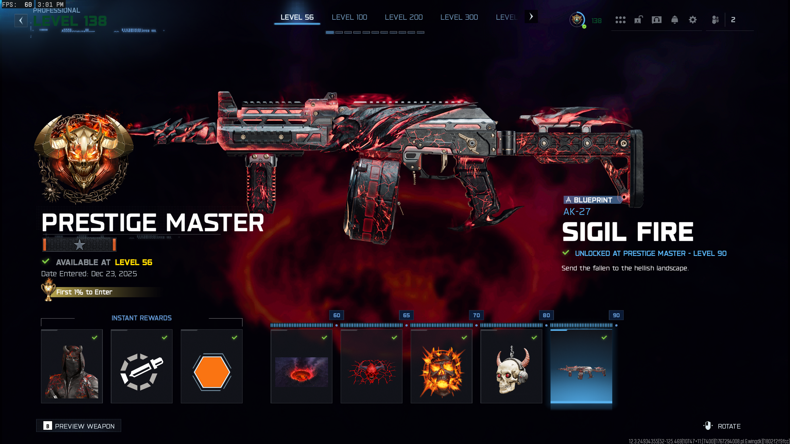 Чертеж Sigil Fire, разблокированный на Престиж Мастере 90 в Call of Duty: Black Ops 7