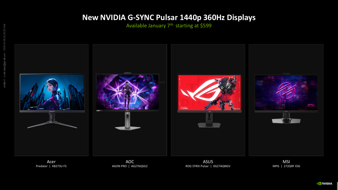 G-Sync Pulsar monitors pricing