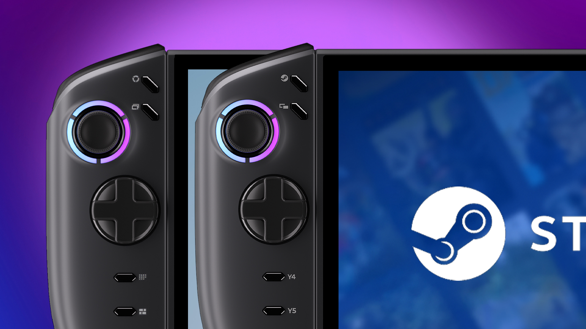 Кнопки и джойстик Legion Go 2 (SteamOS) и Legion Go 2 (Windows) слева.