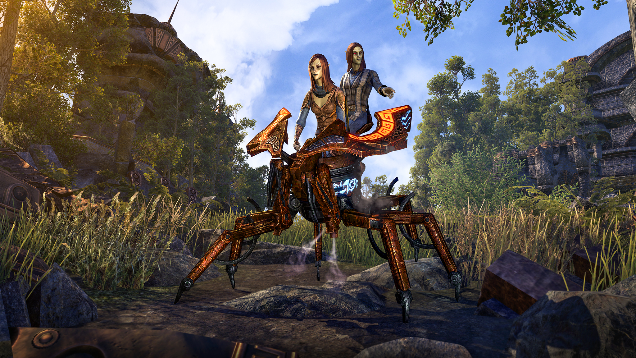 Изображение из The Elder Scrolls Online с пауком-исследователем подземелий.