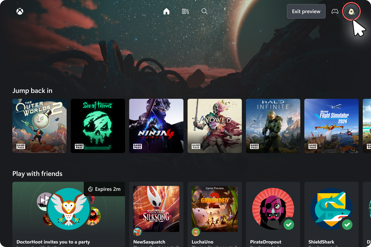 Включение нового интерфейса Xbox Cloud Gaming