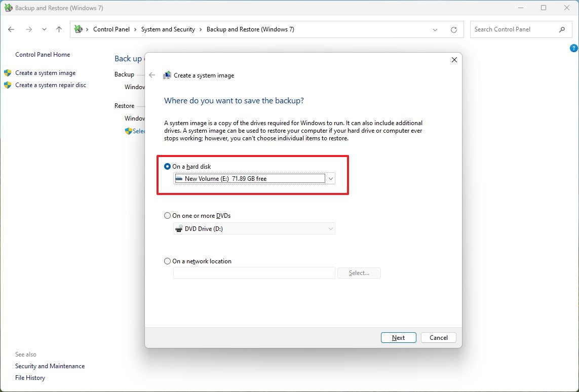 Create full backup