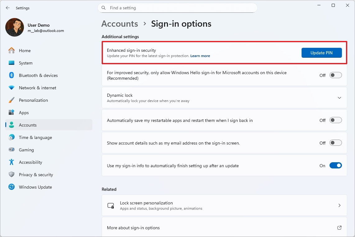 Windows 11 Enhanced sign-in security