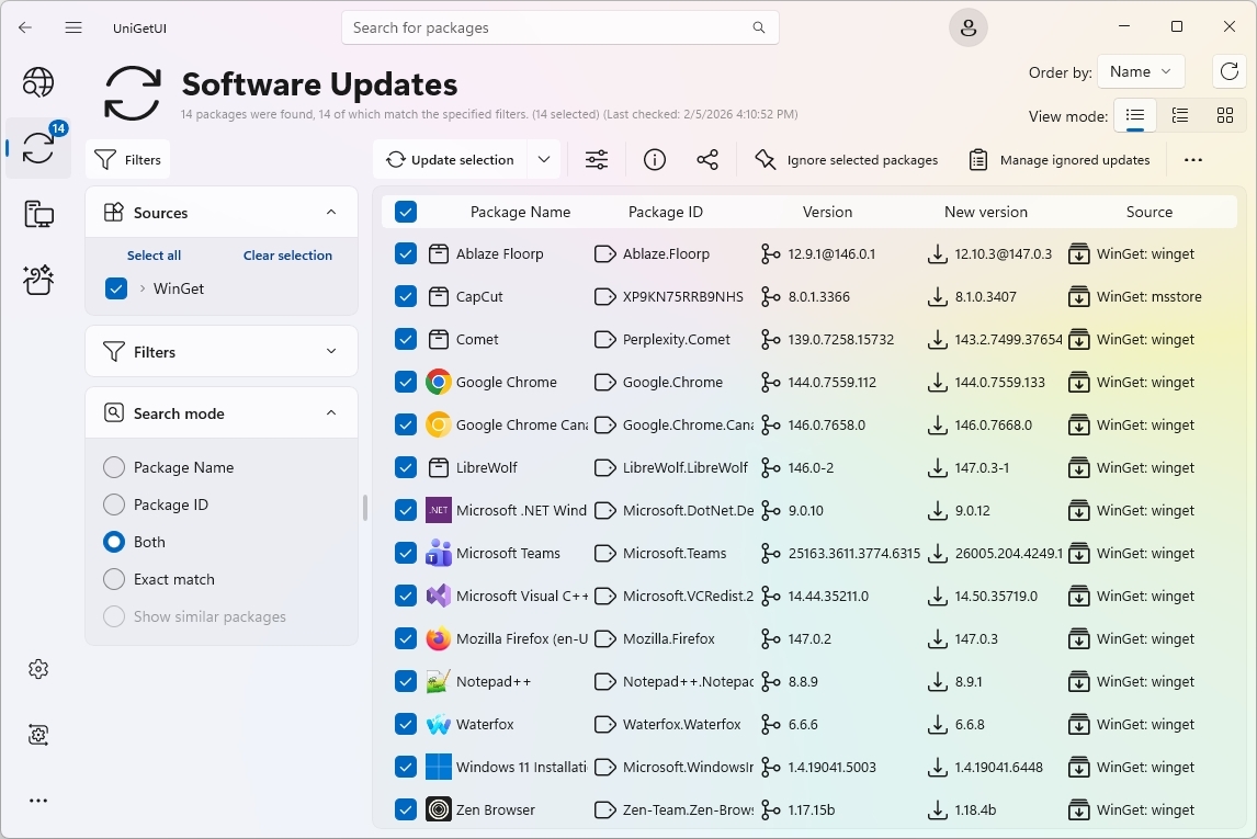 UniGetUI updates