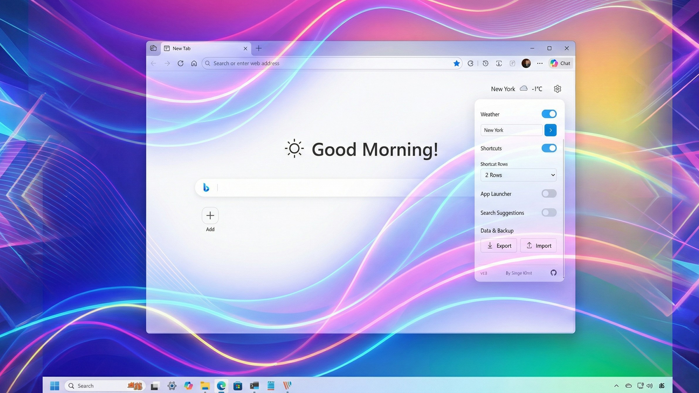 Mockup of new new Tab for Microsoft Edge.