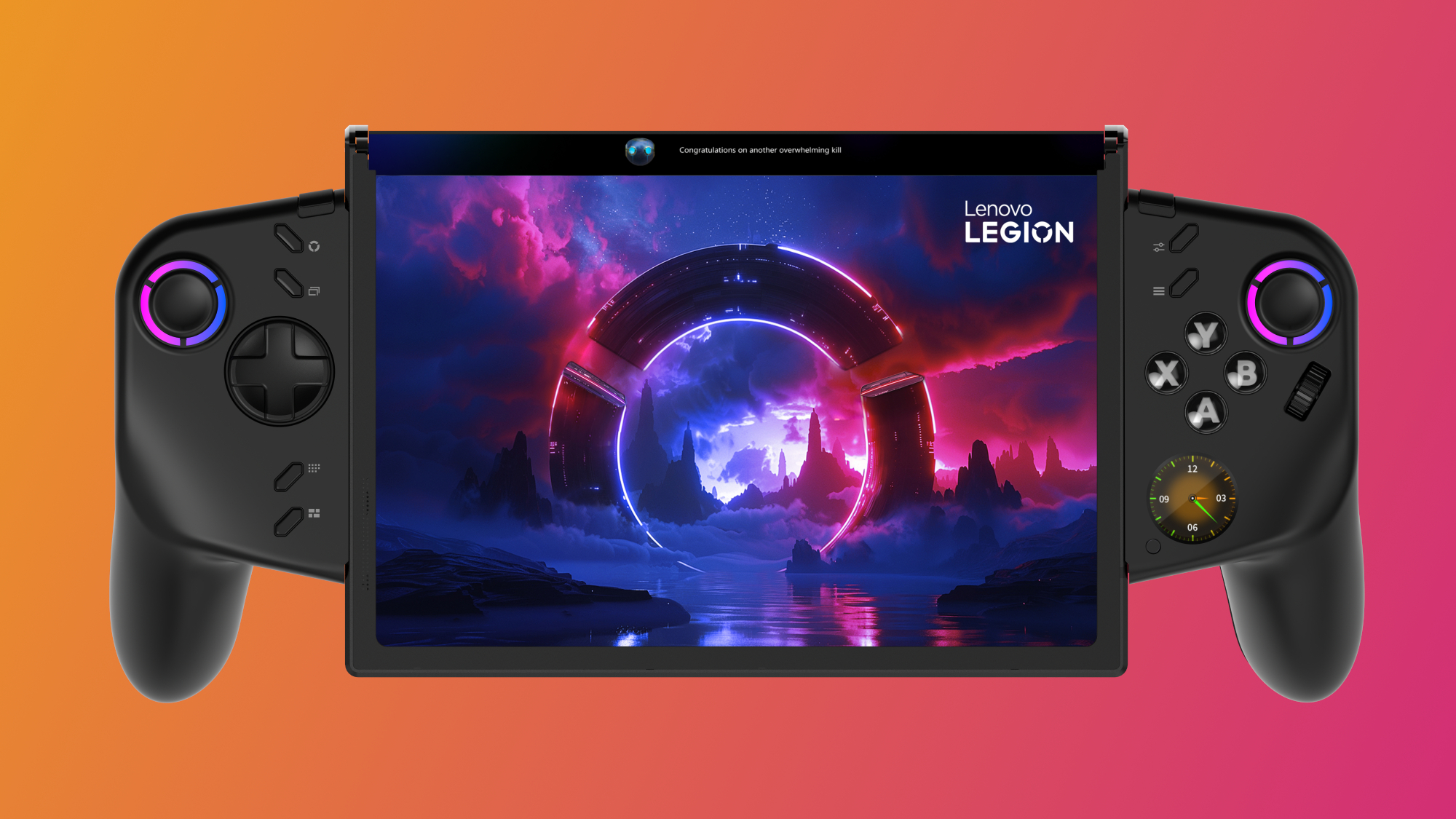 A look at the Legion Go Fold's ports and exhaust on the Legion Go Fold's PC and display portion.