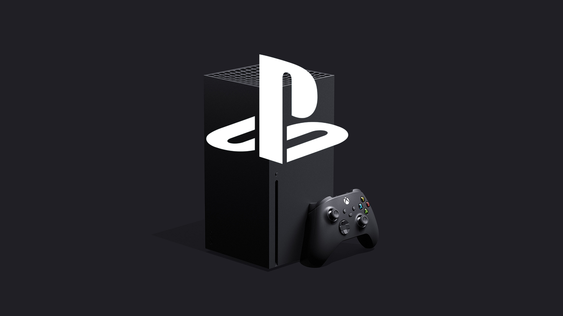 PlayStation logo over an Xbox Series X