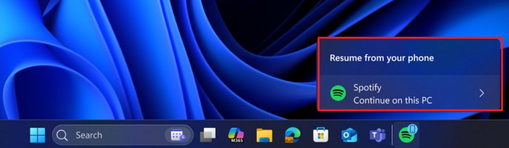 Функция Resume в Windows 11 на панели задач