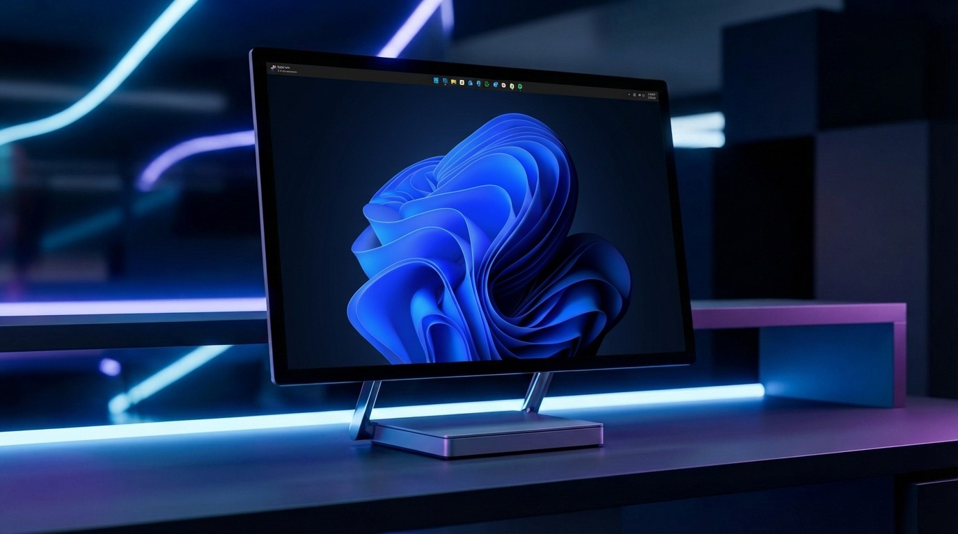 Изображение руки, тянущейся к логотипу Windows 11
